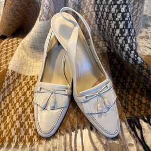 Women’s Etienne Aigner Leather Sling back Heels W/ Tassels Sz 7.5B